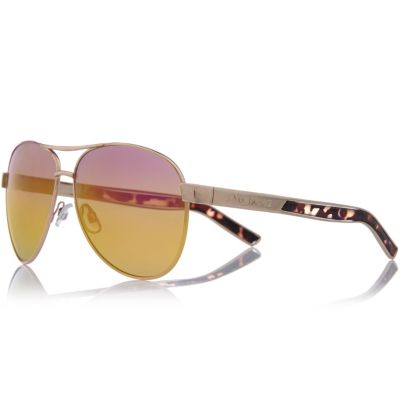 Gold mirrored aviator-style sunglasses